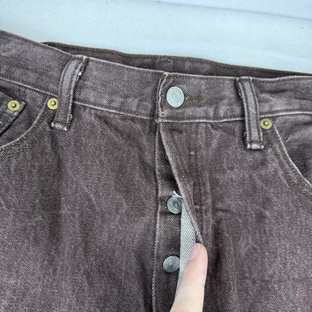 Vintage 90s Levis 501 XX Jeans Mens 36x34 Brown Plum Faded Button Fly Denim‎